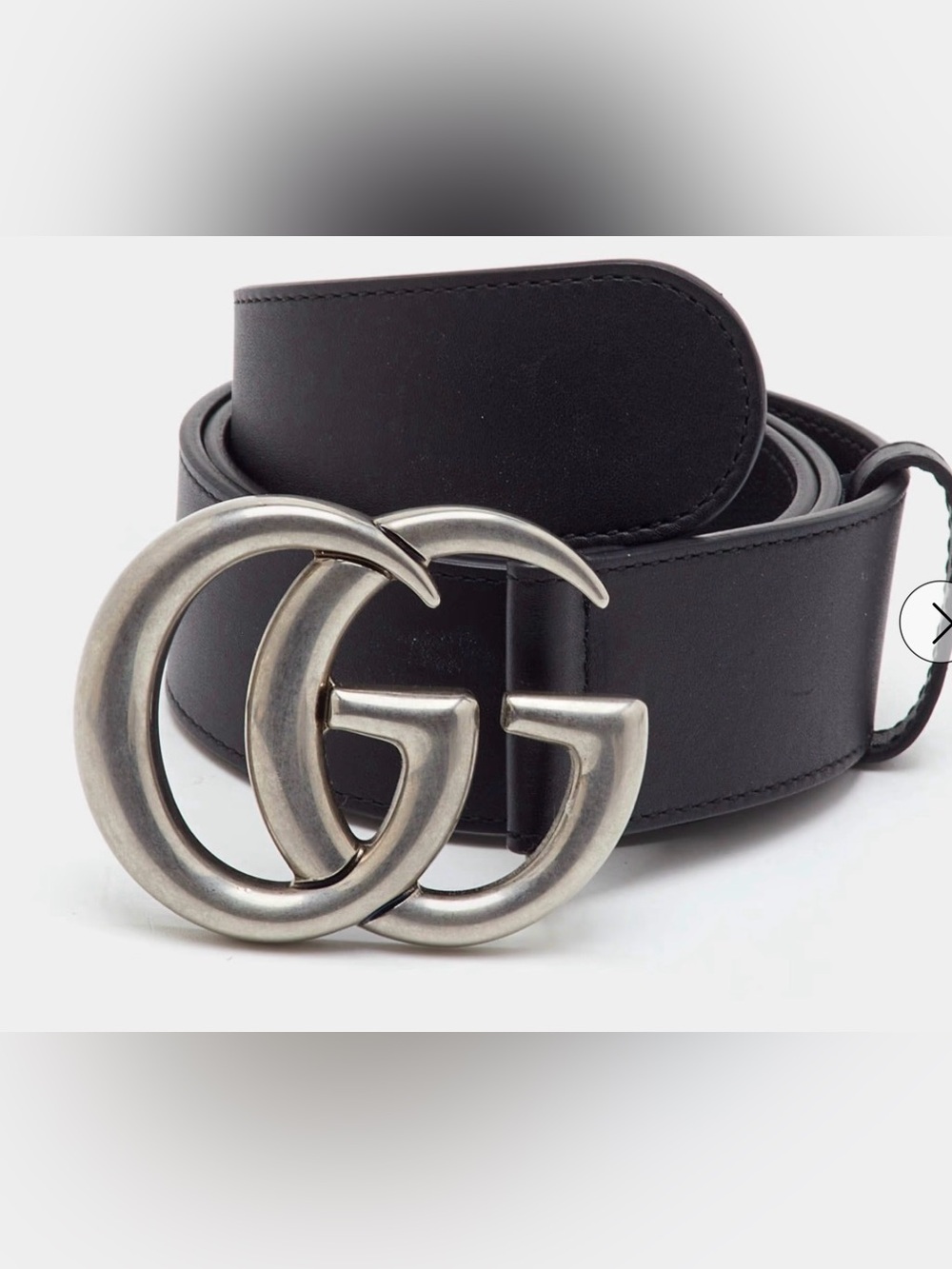 GUCCI Marmont silver GG Blk Leather 75 CM